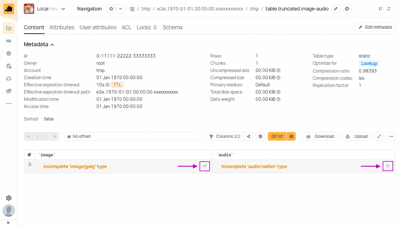 Incomplete image and audio values and preview buttons